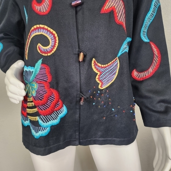 Alex Kim Boho Embroidered Black Jacket Size L - Picture 10 of 12